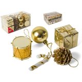 Gerim kerststukje decoratie ornamenten - 20x st- goud - kunststof 5 cm