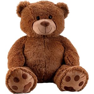 Teddy beer knuffel van zachte pluche - 64 cm zittend/100 cm staand - bruin