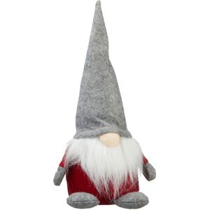 Pluche gnome/dwerg decoratie pop/knuffel met grijze muts 30 cm - Kerstgnomes/kerstdwergen/kerstkabouters