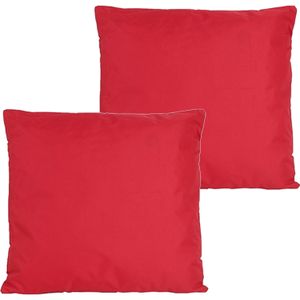 Anna's collection buitenkussens - 2x - rood - 60 x 60 cm - binnen/buiten