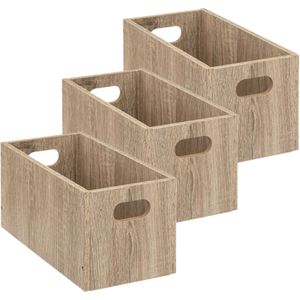 Set van 3x stuks opbergmand/kastmand 7 liter bruin/naturel van hout 31 x 15 x 15 cm - Opbergboxen - Vakkenkast manden