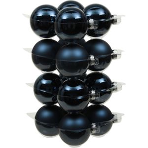 Othmara Kerstballen - 16 stuks - glas - donkerblauw - 8 cm