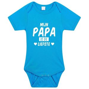 Mijn papa is de liefste tekst baby rompertje blauw jongens - Kraamcadeau - Babykleding