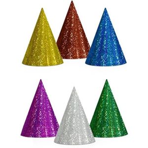 Gekleurde kartonnen feesthoedjes - glitters en multi kleuren - 60x stuks - verjaardag