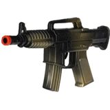 2x stuks kinder speelgoed verkleedwapens/machinegeweren soldaten/leger met geluid 27 cm - Nep geweren/wapens