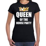 Queen of the house party t-shirt  zwart voor dames - Woningsdag / Koningsdag - thuisblijvers / luie dag / relax shirtje