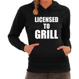 Licensed to grill bbq / barbecue hoodie zwart - cadeau sweater met capuchon voor dames - verjaardag / moederdag kado
