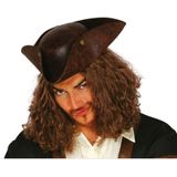 Guirca Carnaval verkleed hoed voor een Piraat - bruin - lederlook - heren/dames - driesteek hoed