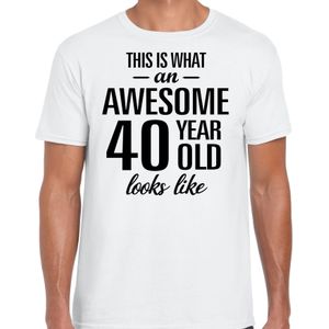 Awesome 40 year - geweldige 40 jaar cadeau t-shirt wit heren -  Verjaardag cadeau