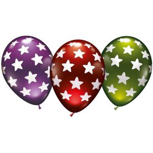 24x stuks luxe Metallic ballonnen met sterren 30 cm - Feestartikelen/versieringen