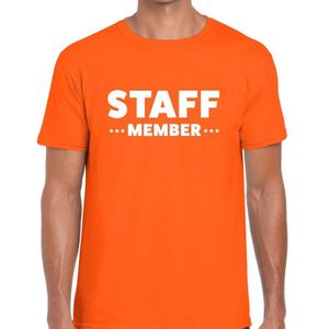 Staff member tekst t-shirt oranje heren - evenementen crew / personeel shirt