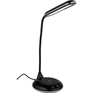 Tafellamp/bureaulampje USB LED zwart met draadloze oplader 48 cm - Woonkamer/kantoor lampjes