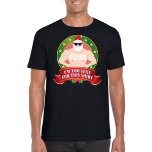 Foute Kerst t-shirt zwart Im too sexy for this shirt heren - Kerst shirts