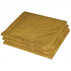 20x stuks gouden servetten 33 x 33 cm  - Papieren wegwerp servetjes - goud versieringen/decoraties - kerst/bruiloft/diner tafel servetten