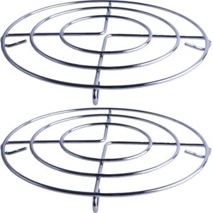 2x Stuks chroom pannenonderzetters rond zilver 20 cm