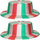 2x stuks plastic Italie vlag thema hoed voor volwassenen - Carnaval verkleed artikelen