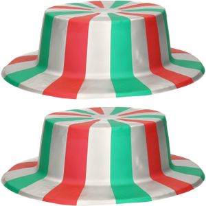 2x stuks plastic Italie vlag thema hoed voor volwassenen - Carnaval verkleed artikelen