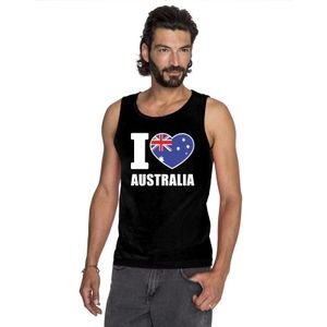Zwart I love Australie supporter singlet shirt/ tanktop heren - Australisch shirt heren