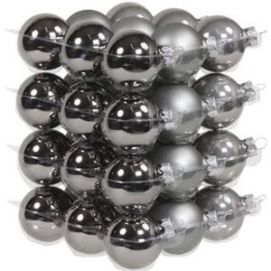 72x Titanium grijze glazen kerstballen 4 cm - mat/glans - Kerstboomversiering grijs tinten