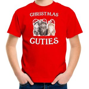 Kitten Kerstshirt / Kerst t-shirt Christmas cuties rood voor kinderen - Kerstkleding / Christmas outfit