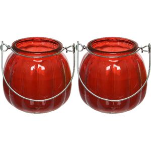 Decoris citronella kaarsen - 2x - in gekleurd glas - 15 branduren - 8 cm