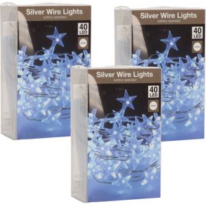 Lichtslingers/lichtsnoeren met sterren - 3 stuks - helder wit - 200 cm