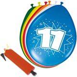 Folat - Verjaardag ballonnen pakket 11 jaar - 32x stuks met ballonpomp