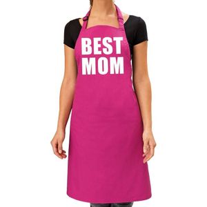 Best Mom keukenschort roze voor dames - Moederdag - bbq schort