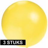 3x Grote ballonnen 60 cm geel  - Geschikt voor lucht of helium - Feest/Verjaardag artikelen