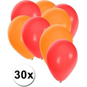 30x ballonnen - 27 cm -  rood / oranje versiering
