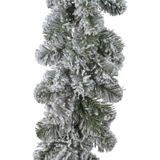 Kerst dennenslinger guirlande groen met sneeuw 270 cm - Kerstslingers besneeuwd - Guirlandes kerstversiering
