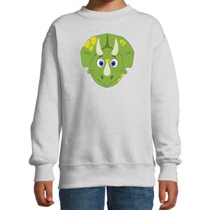 Cartoon dino trui grijs voor jongens en meisjes - Kinderkleding / dieren sweaters kinderen