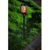 Set van 5x stuks Halloween horror decoratie solar LED tuinfakkels zwart 48 cm - Tuinverlichting/thema feestversiering