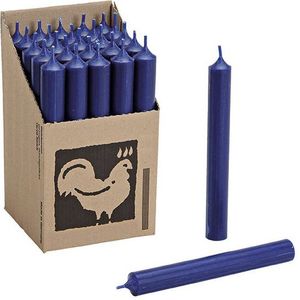 Set van 25x donkerblauwe kaarsen/dinerkaarsen 18 cm 7-8 branduren - Geurloze kaarsen/steekkaarsen - Tafelkaarsen/kandelaarkaarsen