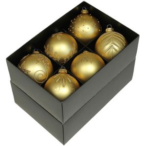 Othmar Decorations gedecoreerde kerstballen - 12x -goud -glas 8cm