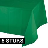 5x Tafelkleed groen 137 x 259 cm plastic - Thema feest tafelkleden