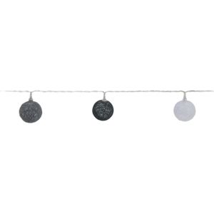 Christmas Decoration verlichting 10 bollen 4 cm - wit/grijs - 165 cm