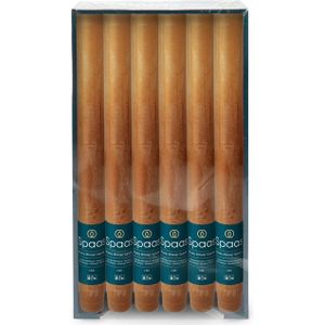 Spaas Dinerkaarsen rustiek - cognac - 12x - 25 cm - 10 branduren - huishoudkaarsen