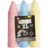 XL mega stoepkrijt - 3x stuks - roze/blauw/geel - L19 cm