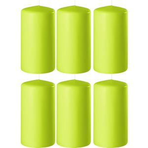 8x Lime groene cilinderkaarsen/stompkaarsen 6 x 10 cm 36 branduren - Geurloze kaarsen lime groen - Woondecoraties