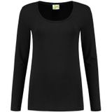 Bodyfit dames shirt lange mouwen/longsleeve zwart - Dameskleding basic shirts