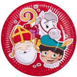 Sinterklaas kartonnen bordjes rood 40x stuks 18 cm - Sinterklaas wegwerp bordjes
