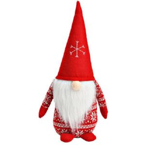 Pluche gnome/dwerg - kerstman pop/knuffel - rood - 16 x 20 x 40 cm - figuur