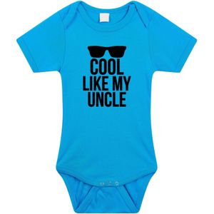 Cool like my uncle tekst baby rompertje blauw jongens - Cadeau oom rompertje - Babykleding 56