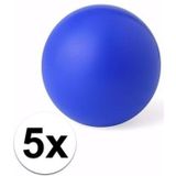 5 blauwe anti stressballetjes 6 cm