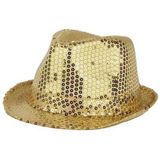 4x stuks gouden carnaval verkleed hoed met pailletten - Glitter bling bling hoeden