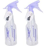 2x Waterverstuivers/spuitflessen 500 ml lila - Plantenspuiten - Kappersspuiten