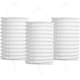 Pakket van 6x stuks treklampionnen wit papier 16 cm - Sint Maarten lampionnen - Bruiloft/themafeest hangdecoratie