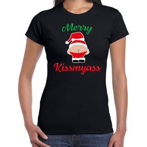 Merry kissmyass fout Kerst t-shirt - zwart - dames - Kerst t-shirt / Kerst outfit