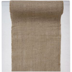 Feest tafelkleed met tafelloper op rol - wit/jute - 10 meter - Polyester/stof
